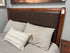 Mahogany Finish Solid Wood Queen Bed W/Faux Leather Brown Padded Headboard