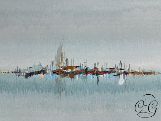 ’Marina’ Boats & Body Of Water Oil On Board Cdn Artist: J. Hambleton 46x34’’ Artwork