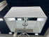 Matte Silver Finish Table Lamp With Circle Design Base Rect. White Shade