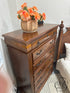 Medium Brown Ornate Tall 6 Drawer Dresser 40x18x57’’ Dresser only
