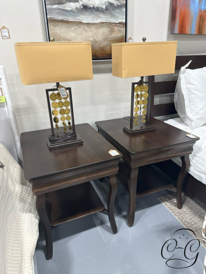 Medium Brown Stained 1 Drawer End Table W/Bottom Display Space 22x27x25’’ End