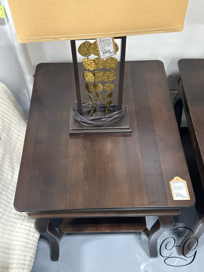 Medium Brown Stained 1 Drawer End Table W/Bottom Display Space 22x27x25’’ End