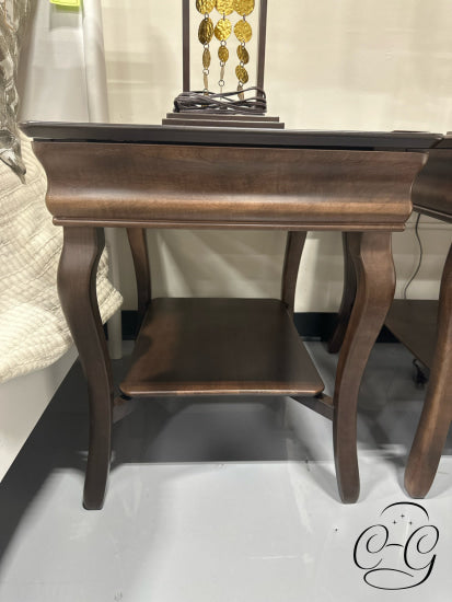 Medium Brown Stained 1 Drawer End Table W/Bottom Display Space 22x27x25’’ End
