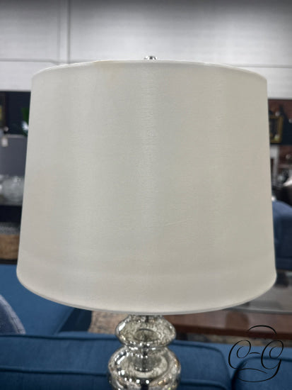 Mercury Glass Table Lamp With Round White Shade