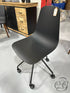Moulded Plastic Black Office Chair W/Powder Coated Metal Legs/Castors