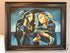 Multi Colour Abstract People Blue Background W/Pink Flower Framed 48x38’’ Artwork
