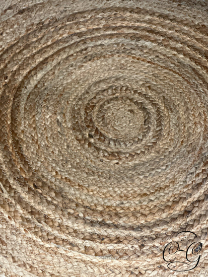 Multi Tone Shades Of Beige Round Jute Area Rug