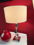 Multiple Piece Cylinder Shaped Chrome/Crystal Body Table Lamp W/Rnd Cream Shade