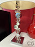 Multiple Piece Cylinder Shaped Chrome/Crystal Body Table Lamp W/Rnd Cream Shade