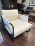 Natural Toned Canvas Safari Style Chair W/Waxed Black Iron Frame/Arms