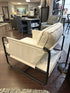 Natural Toned Canvas Safari Style Chair W/Waxed Black Iron Frame/Arms