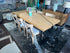 Natural Wood Dining Table Black Metal Base W/8 Chairs And