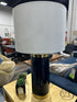 Navy Blue Glass Body Table Lamp W/Gold Finish Accents White Shade 16x29’’ Table Lamp