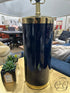 Navy Blue Glass Body Table Lamp W/Gold Finish Accents White Shade 16x29’’ Table Lamp