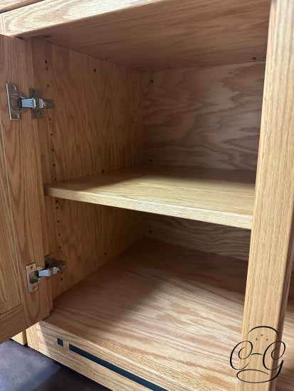 Oak Frontier Island Buffet With Pull Out Table 6 Leaves 2 Door Storage 52x36x42’’ Dining Table Only