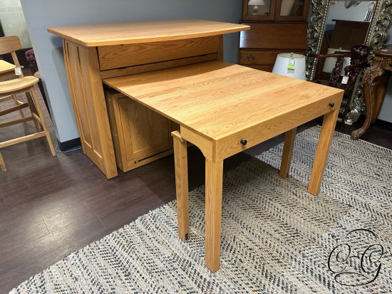 Oak Frontier Island Buffet With Pull Out Table 6 Leaves 2 Door Storage 52x36x42’’ Dining Table Only