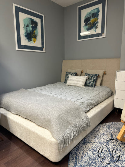 Oyster Fabric Upholstered Queen Bed