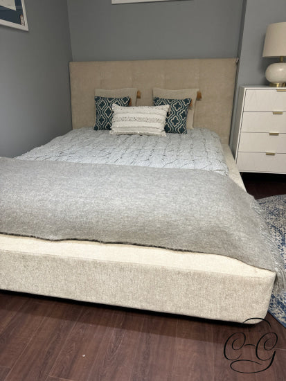 Oyster Fabric Upholstered Queen Bed