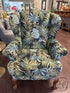 Palm Tree Print Fabric Wingback Chair With Light Brown Legs 30x32x42’’ Wingback
