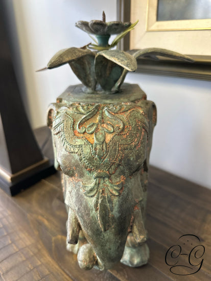 Patinaed Stone Elephant Candleholder *Heavy* 13x7x14’’ Candleholder(s)