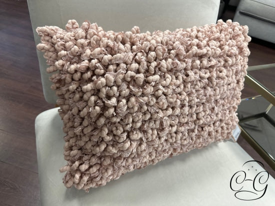 Peach Rectangular Toss Pillow With Nubby Texture/Embellishments