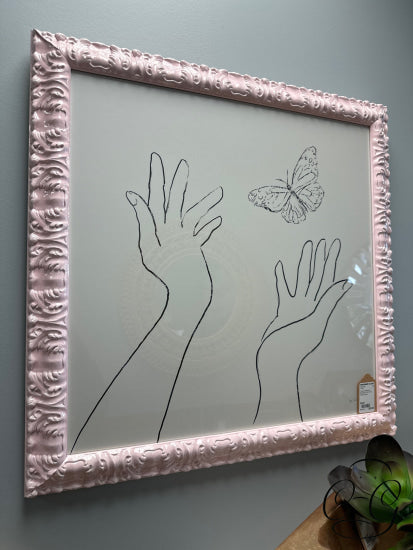 Picture Of Hands Releasing Butterflies Art In Ornate Pink Frame