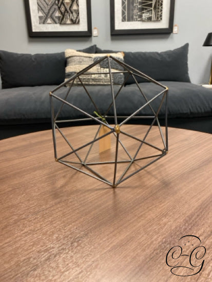 Pointed Top Dark Metal Orb With Gold Tips Home Decor