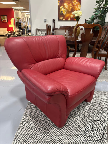 Ponsel Venturo Red Leather Chair With Flared Arms Silver Legs