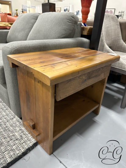 Pottery Barn Reclaimed Rustic Wood 1 Drawer/Open Shelf Nightstand Night-Table
