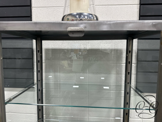 Raw Finish Metal 2 Door Glass/Metal Cabinet 26x16x64’’ Cabinet