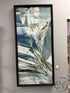 Rectangular Black Framed Blue & Green White Abstract Picture
