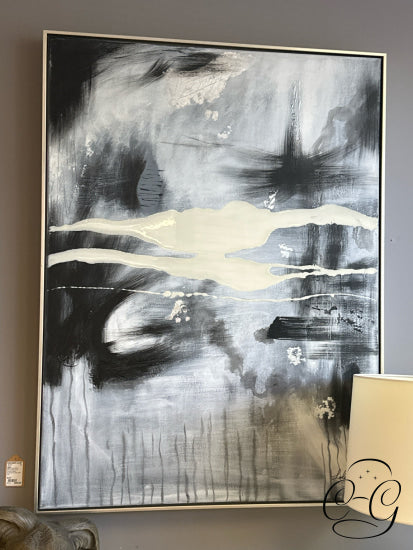 Renwil Black Grey White Embellished Artwork Silver/Gold Frame
