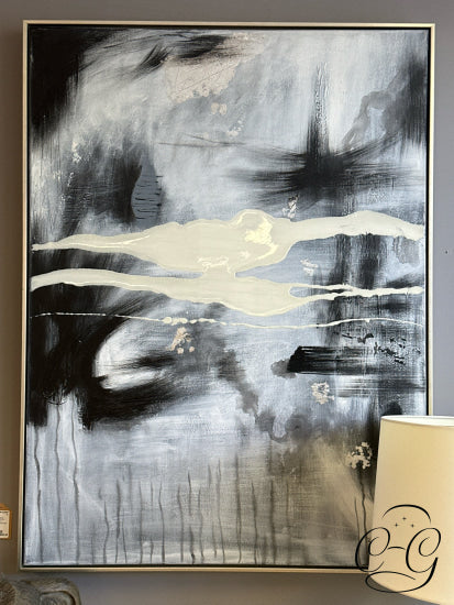 Renwil Black Grey White Embellished Artwork Silver/Gold Frame