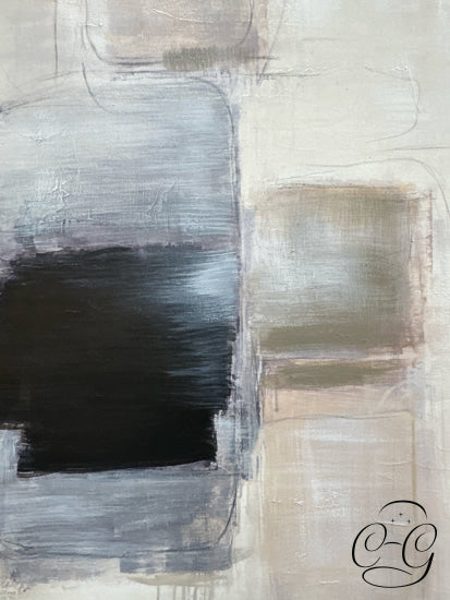 Renwil Blk Taupe Abstract Design Canvas Cream Background Artwork Black Frame