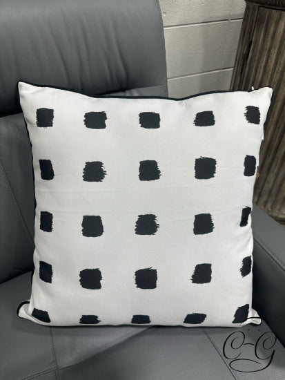 Renwil White Square Indoor/Outdoor Toss Pillow With Black Circles 22x22’’ Pillow