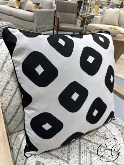 Renwil White Square Indoor/Outdoor Toss Pillow With Black Circles