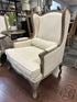Restoration Hardware Weathered Oak Carved Frame Wingback Chair