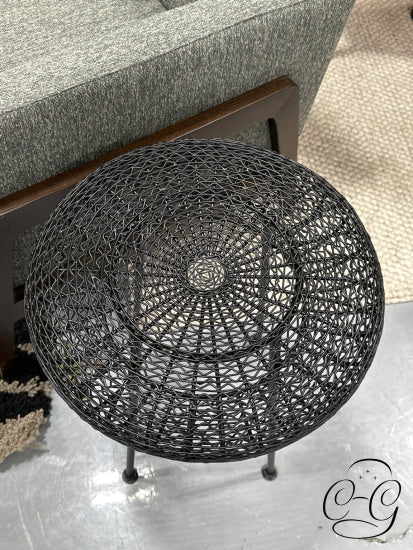 Round Accent Stool In Black Wire Mesh Home Decor