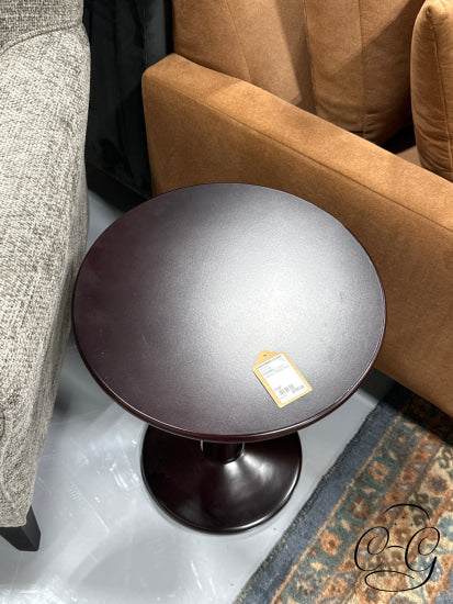 Round Accent Table In Espresso Pedestal Base
