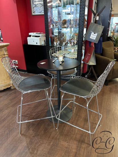 Round Black Pedestal Base Counter Height Table