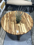 Round Butcher Block Acacia Wood Coffee Table W/Walnut Legs 36x18’’ Coffee