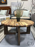 Round Butcher Block Acacia Wood Coffee Table W/Walnut Legs 36x18’’ Coffee