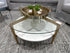 Round Coffee Table With Glass Top White Shelf Gold Metal Base