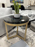 Round Dark Resin Top Accent Table W/Charred Cedar Inside’shou Sugi Ban’