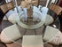 Round Glass Top Dining Table W/Antiqued Gold Finish Base 60x30’’ Dining Table Only