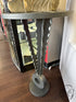 Round Grey Metal Counter Table With Geometric Abstract Base Height