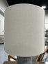 Round Grey/White Marble Table Lamp With Silver Metal Tan Shade