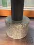 Round Light Brown Accent Table With Silver Metal/Marble Pedestal Base