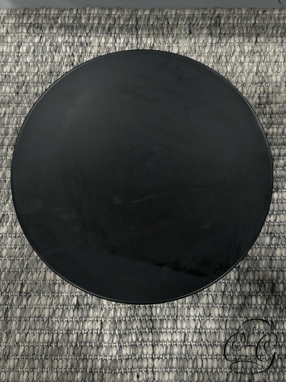 Round Tall Black Iron Top Accent Table W/Solid Mango Wood Base 17x22’’ Accent Table