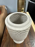 Round Taupe Ceramic Ginger Jar With Cut Out Pattern Lid Vase